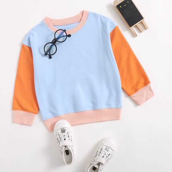 

Toddler Boys Contrast Sleeve Sweatshirt, Baby blue