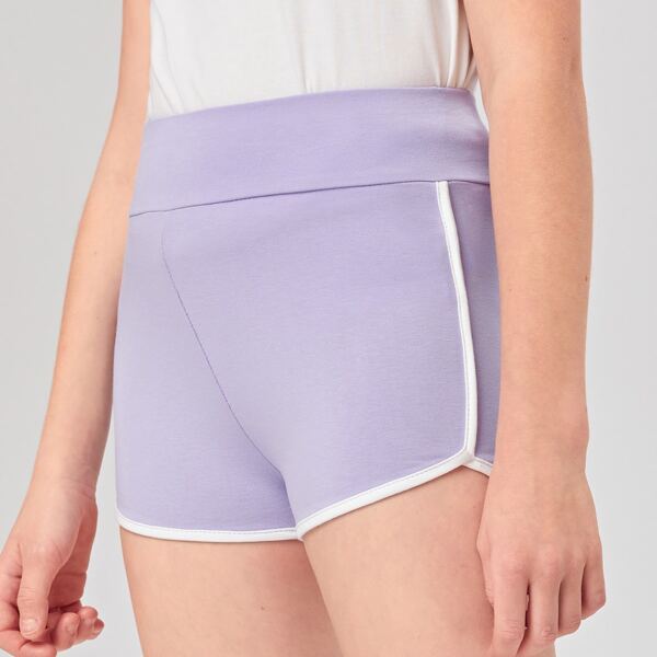 

Girls Wide Waistband Dolphin Shorts, Pastel lilac purple