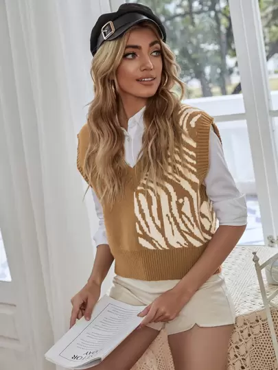 графический принт Повседневный Трикотажные топы