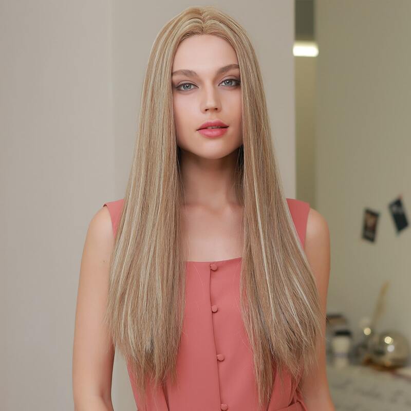 

Natural Long Straight Lace Front Wig, Gold