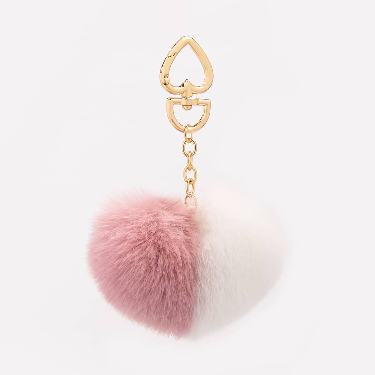 

Fluffy Heart Charm Keychain, Multicolor