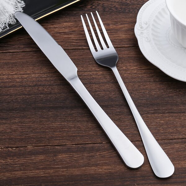 

2pcs Stainless Steel Steak Knife & Fork, Silver