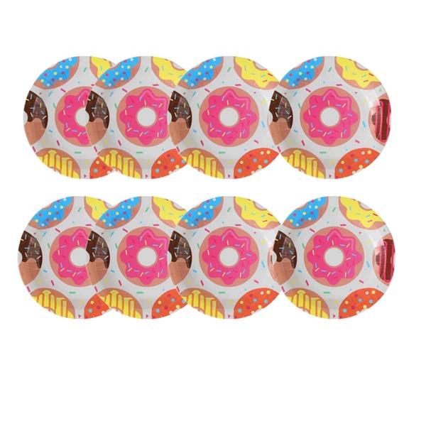 

8pcs Donut Pattern Disposable Plate, Multicolor