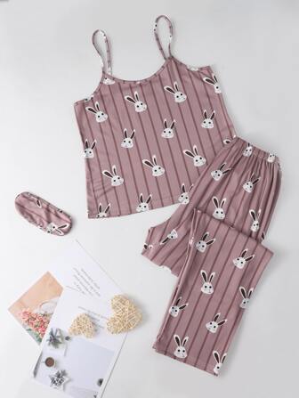 طقم بيجامة كامي بطباعة كرتونية، موسم العطلات