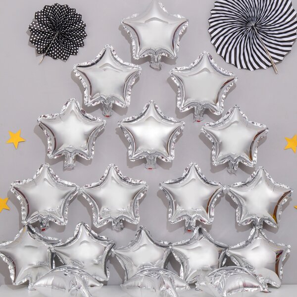 

50pcs Star Shaped Balloon, Silver