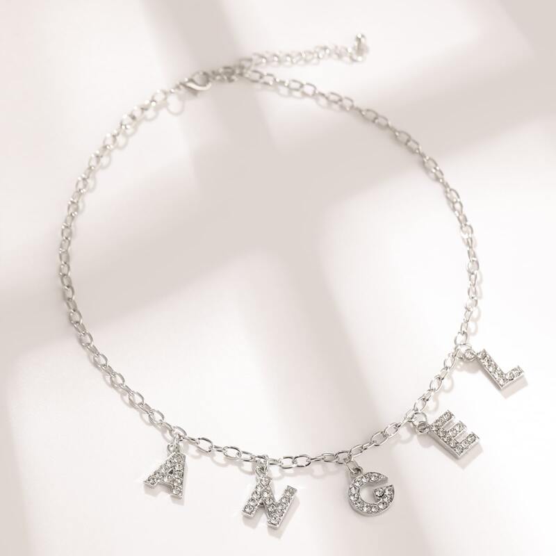 

Rhinestone Letter Pendant Necklace, Silver