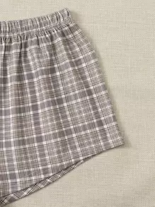 Crop Cami Top & Tartan Shorts PJ Set - Multicolor - View 5