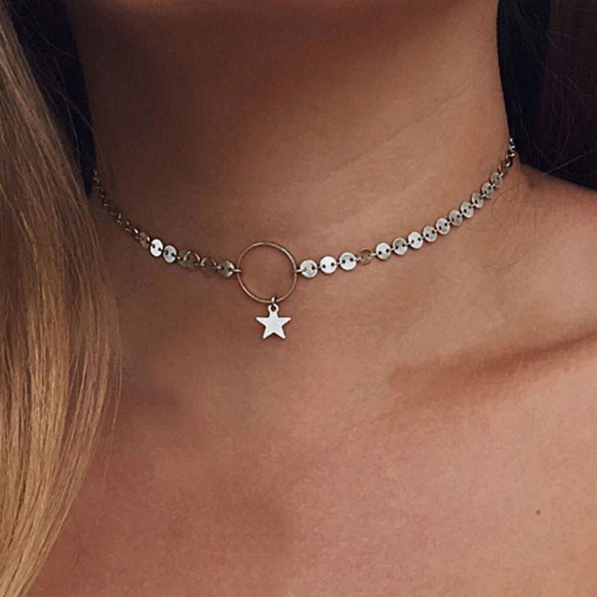 

Star Disc Choker, Silver