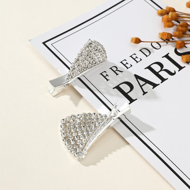 

2pcs Rhinestone Cat Ear Hair Clip, Silver