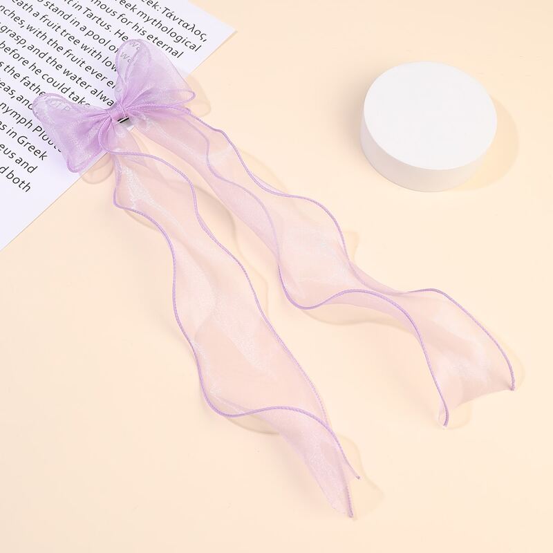 

Mesh Bow Ribbon Hair Clip, Purple