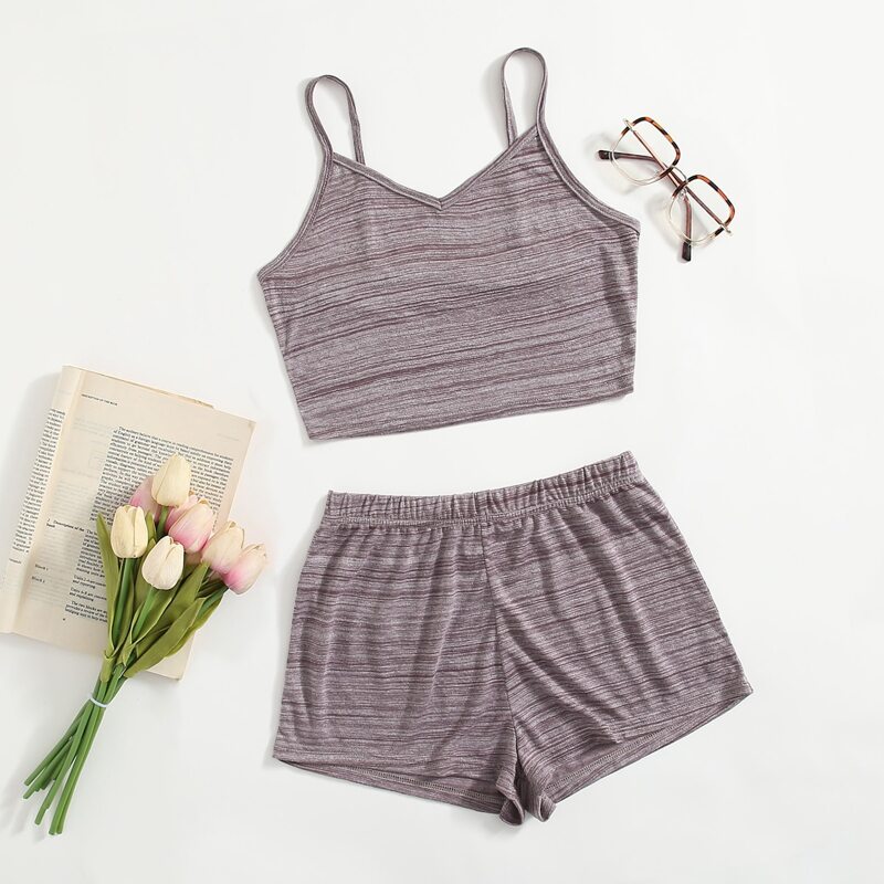 

Space Dye Cami Top & Shorts Lounge Set, Dusty purple