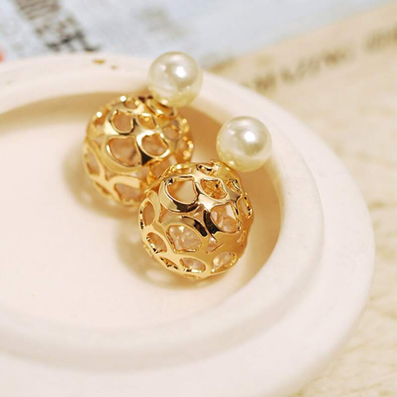 

Hollow Ball Drop Earrings, Gold