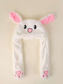 Sombrero mullido con bordado de dibujos animados - Blanco - Ver 2