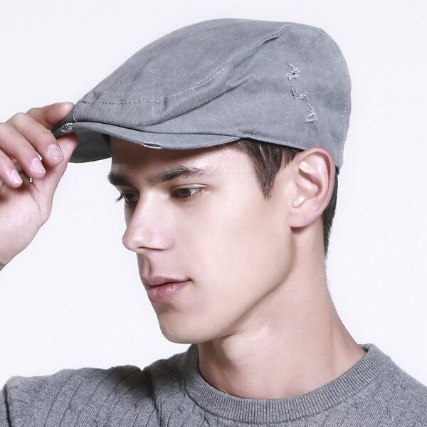 

Men Raw Hem Beret, Grey