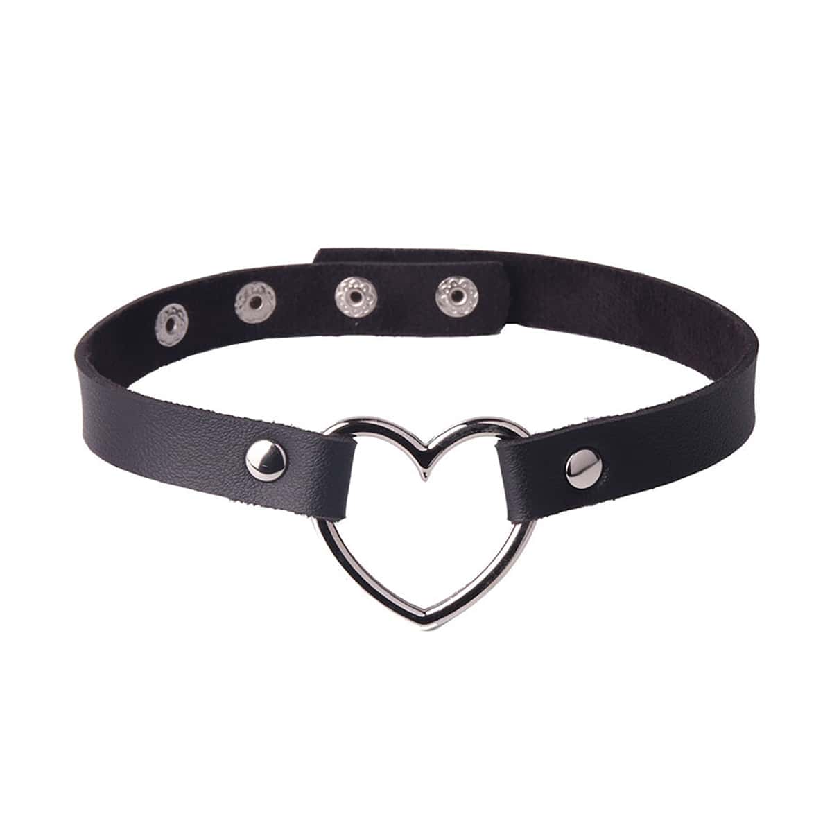 

Heart Faux Leather Choker, Black