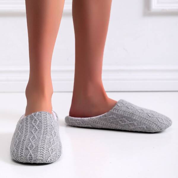 

Geometric Textured Slippers, Grey