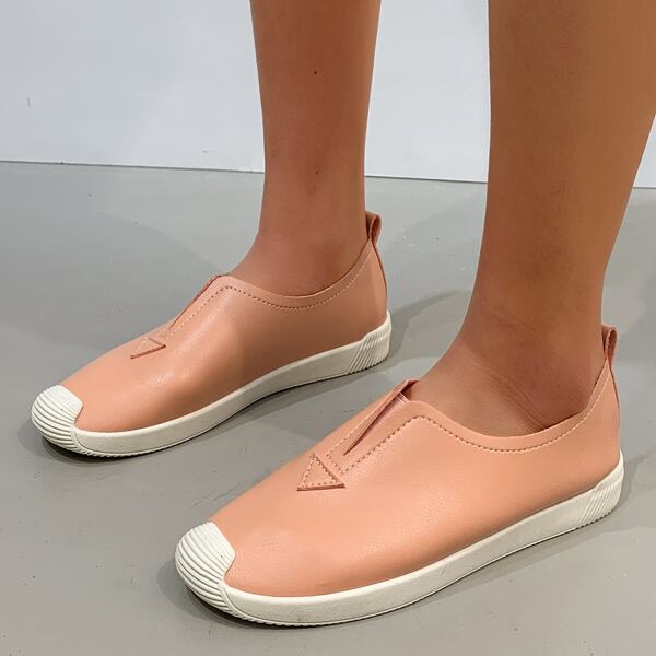 

Stitch Detail Slip On Sneakers, Orange