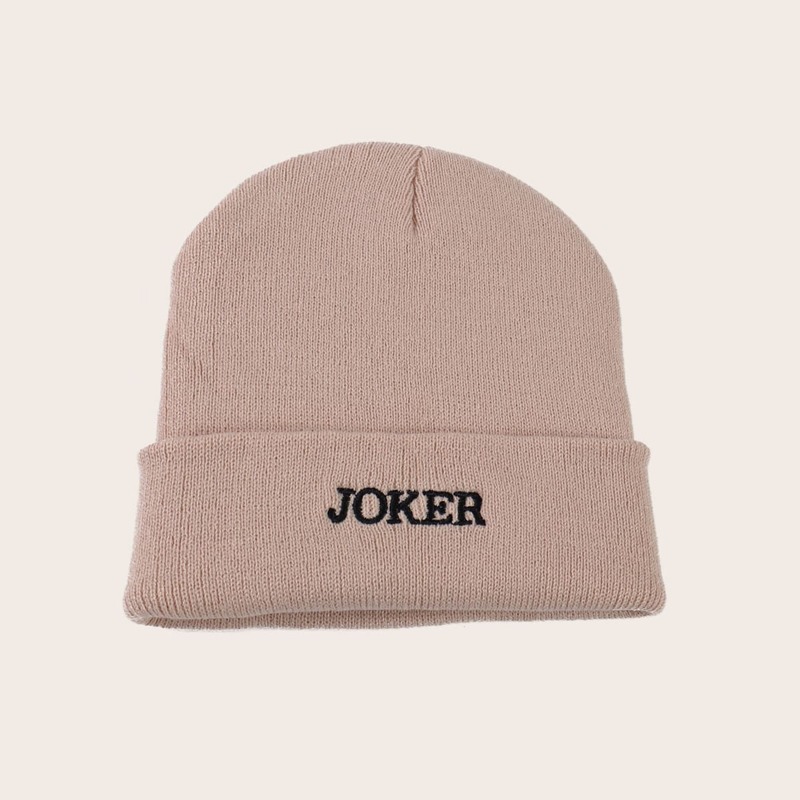 

Letter Embroidery Knit Beanie, Khaki