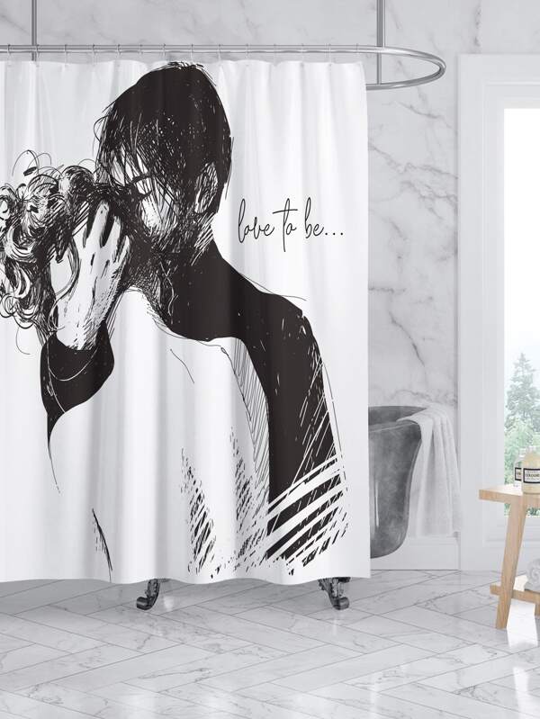 Valentine S Day Figure Graphic Shower Curtain Shein Uk Valentine S Day Figure Graphic Shower, Graphic Shower Curtains