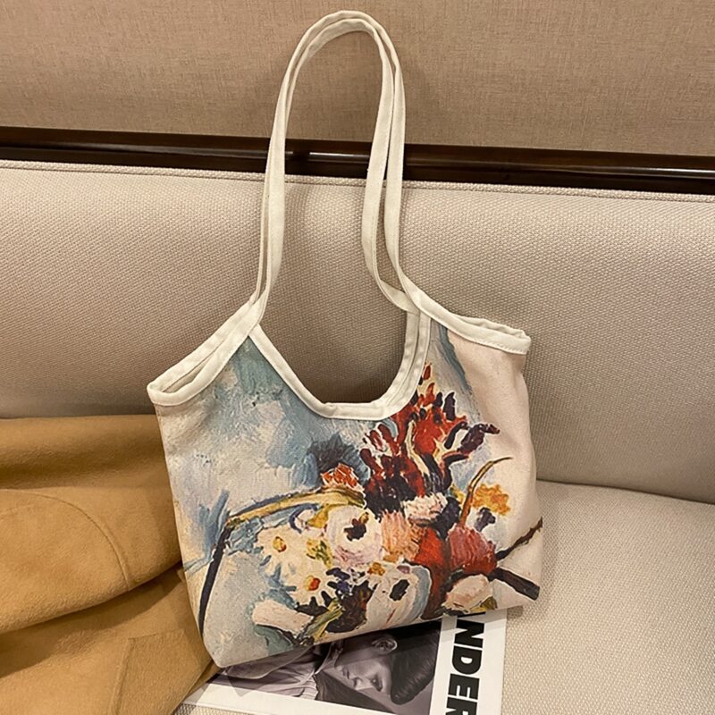 

Oil Painting Canvas Tote Bag, Multicolor