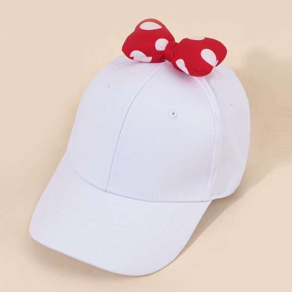 

Toddler Kids Bow Decor Baseball Cap, White