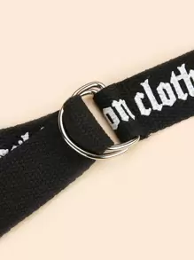 Men Letter Graphic Tape Belt Casual Fall, Autumn, Halloween Autumn-Winter Accessories,Suitable For Teens, Youth,Men,Casual, Outdoor, Athletic, Vacation, Graduation Gifts, Birthday, Daily Wear - Black - View 3