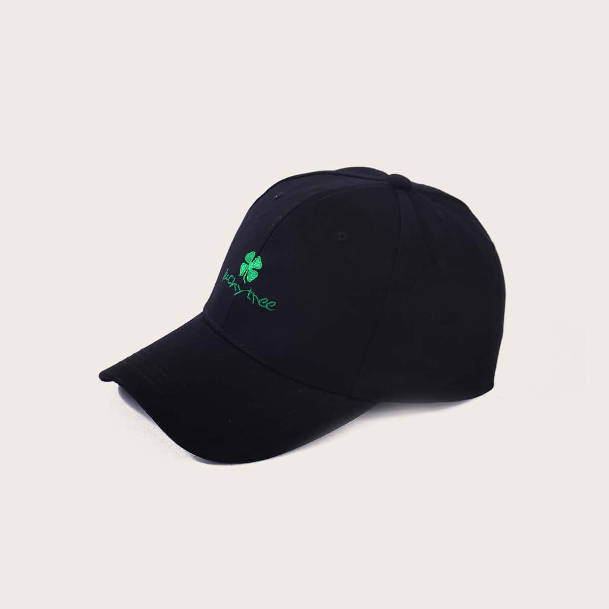 

Clover Embroidery Baseball Cap, Black