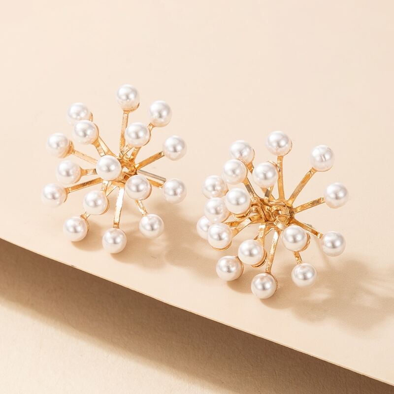 

Faux Pearl Stud Earrings, White