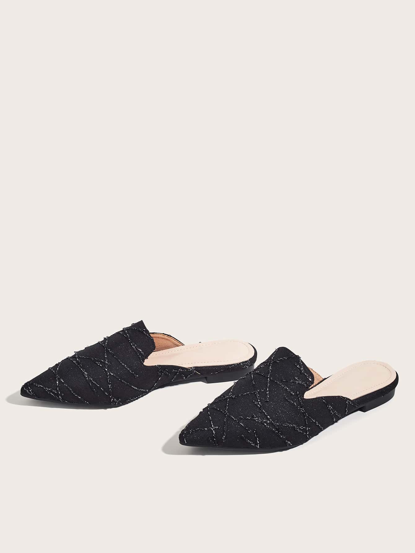 2025 Autumn Women's Elegant Pointed Toe Flat Mules Shoes