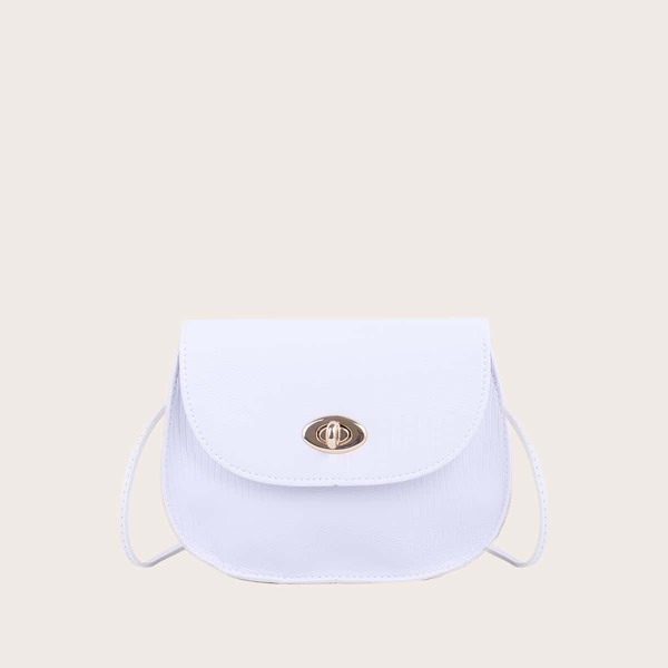 

Girls Twist Lock Flap Crossbody Bag, White