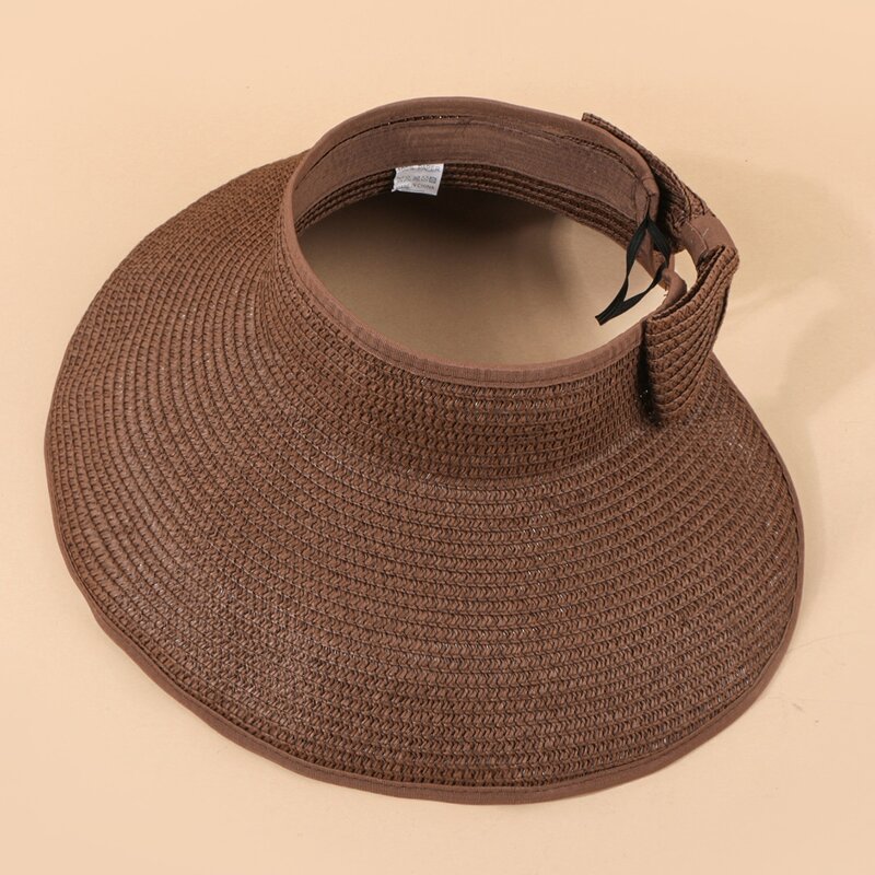 

Solid Straw Visor Hat, Coffee brown