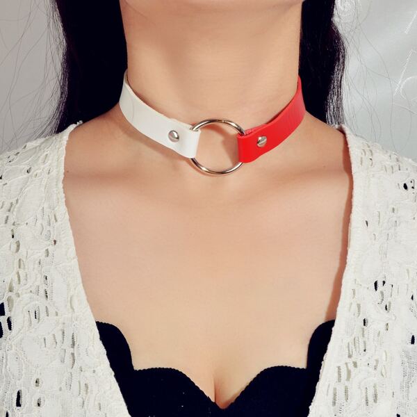 

Color Block PU Leather Necklace, Multicolor