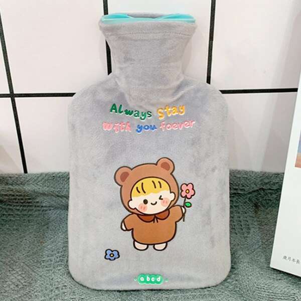 

1pc Cartoon Graphic Hot Water Bag, Grey