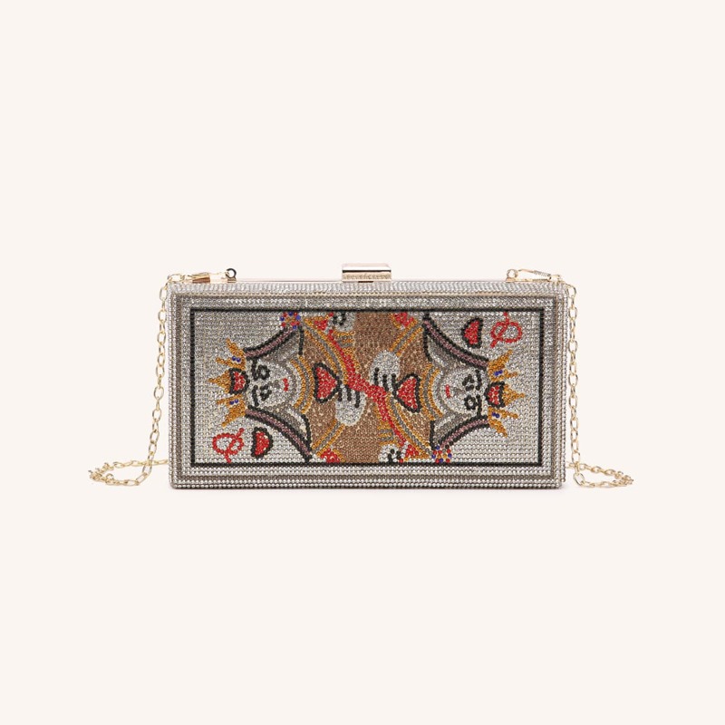 

Rhinestone Playing Card Clutch Bag, Multicolor