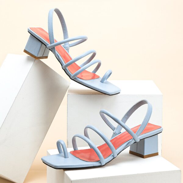 

Toe Post Chunky Heeled Slingback Sandals, Blue