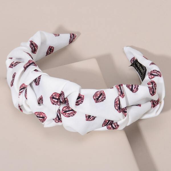 

Mouth Pattern Ruched Hair Hoop, Multicolor
