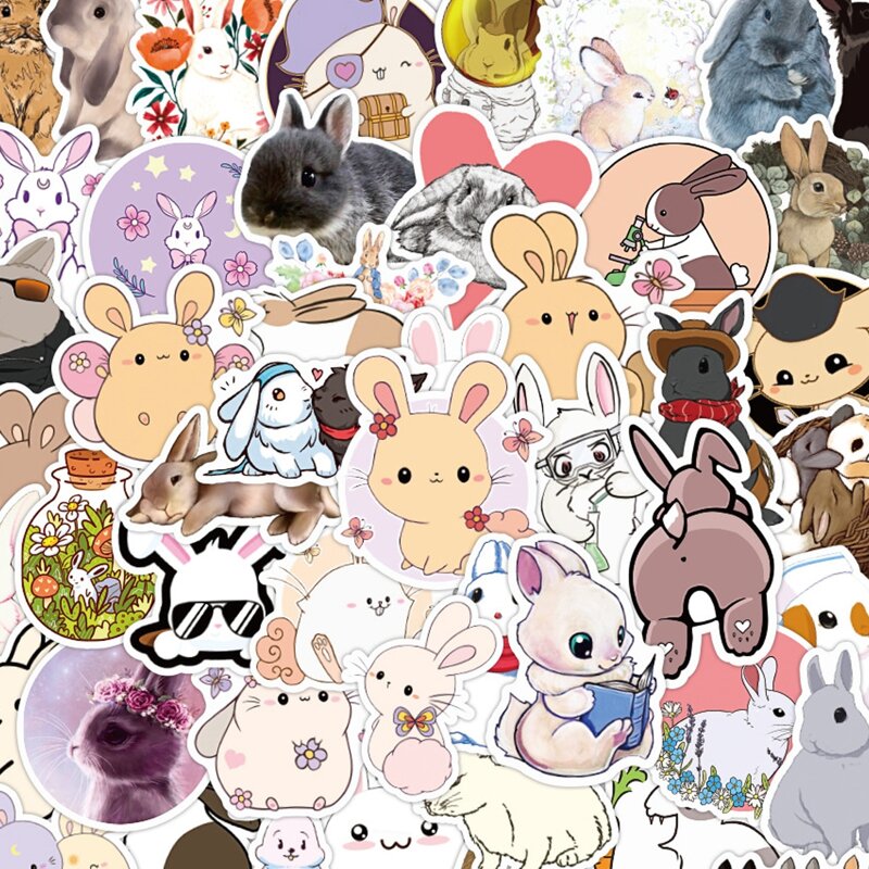 

50pcs Rabbit Pattern Sticker, Multicolor