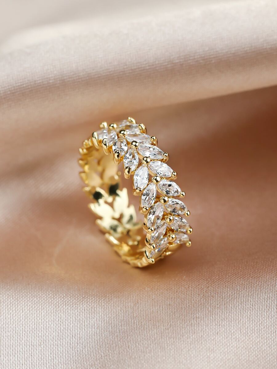 Vanel 1 قطعة مجموعة مخلب عصرية لامعة للغاية مكعب زركونيا على شكل حلقة ديكور ، مناسبة للارتداء اليومي وديكور التاريخ - ذهبي أصفر - مشاهدة 1