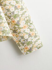 大碼滿版花卉圖案繫帶上衣 - 彩色 - 查看 3