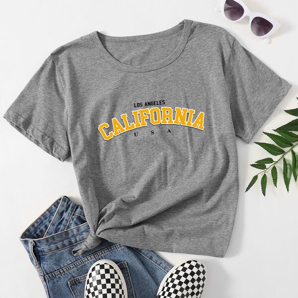 

Letter Graphic Short Sleeve Tee, Grey