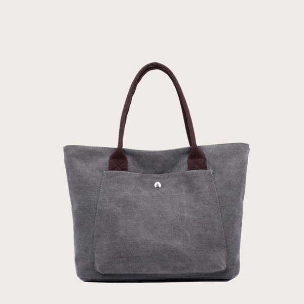 

Pocket Front Tote Bag, Grey