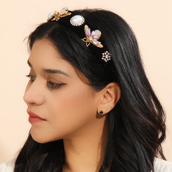

Faux Pearl Decor Hair Hoop, Black