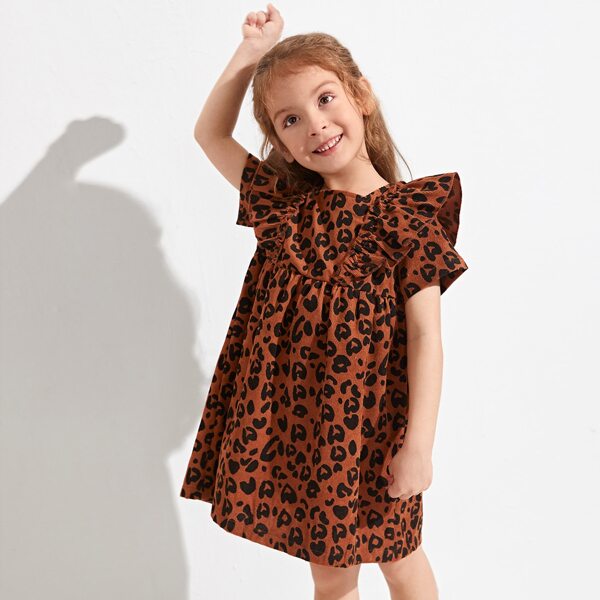 

Toddler Girls Allover Print Ruffle Corduroy Smock Dress, Multicolor