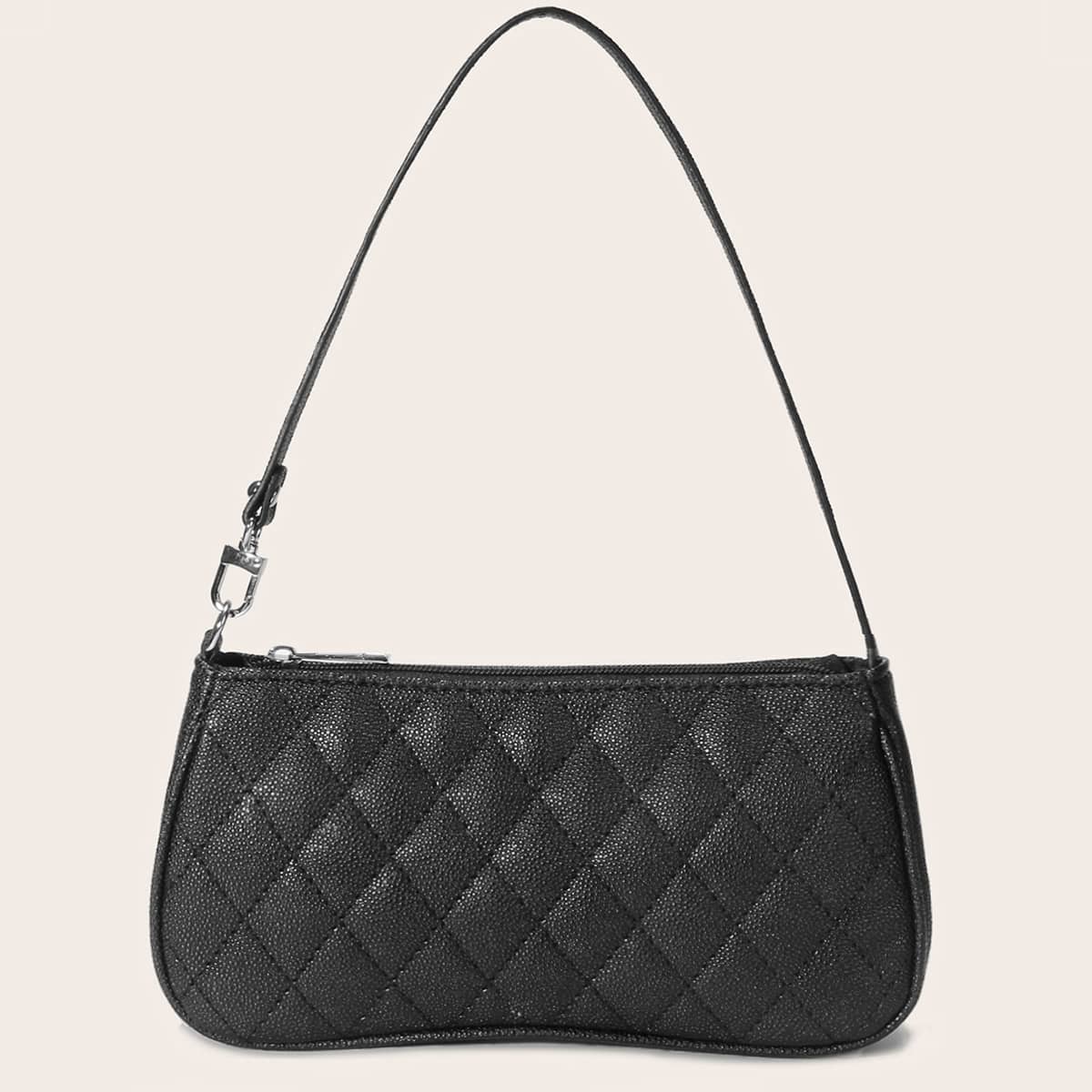 

Quilted Baguette Bag, Black