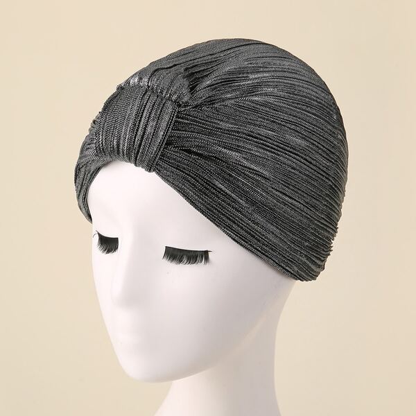

Simple Pleated Turban Hat, Silver