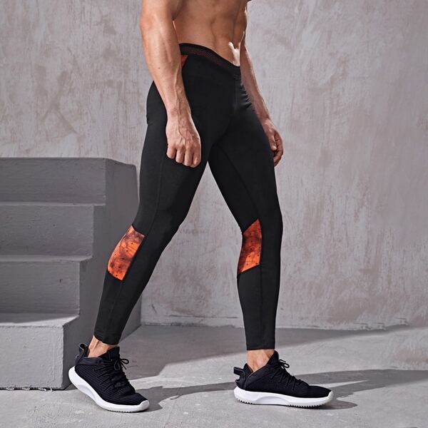 

Men Colorblock Sport Tights, Black