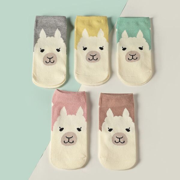 

5pairs Cartoon Graphic Socks, Multicolor