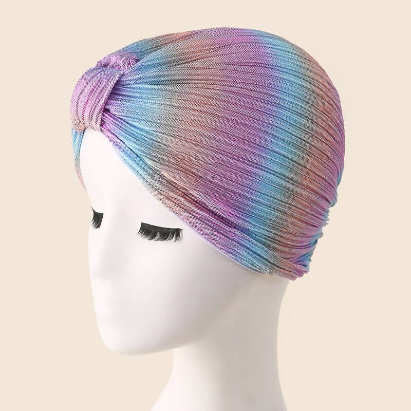 

Color Block Pleated Turban Hat, Multicolor
