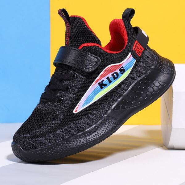 

Boys Letter Graphic Velcro Strap Sneakers, Black
