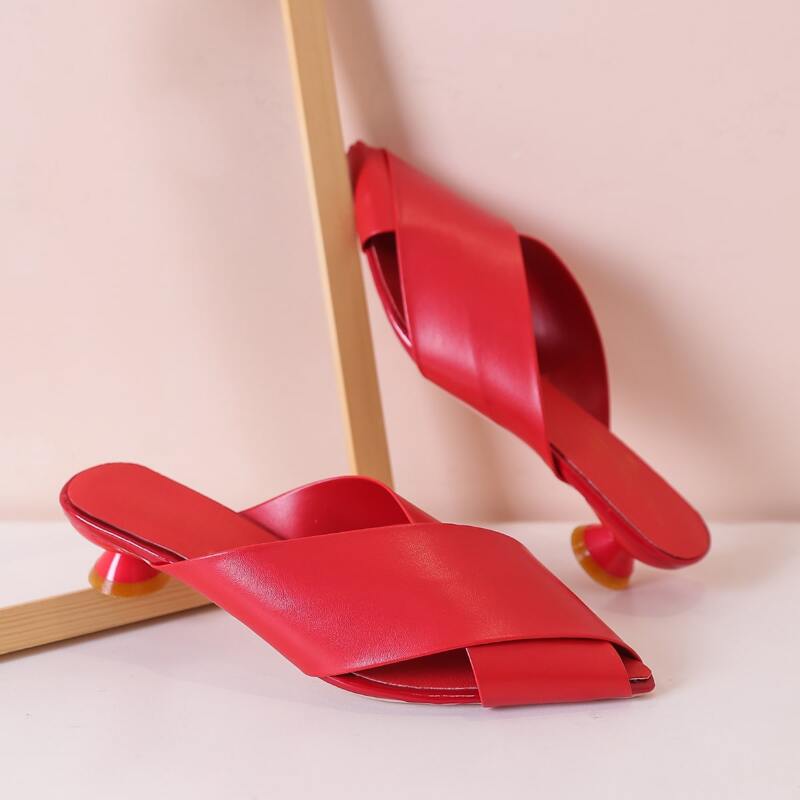 

Cut Out Low Heeled Mules, Red